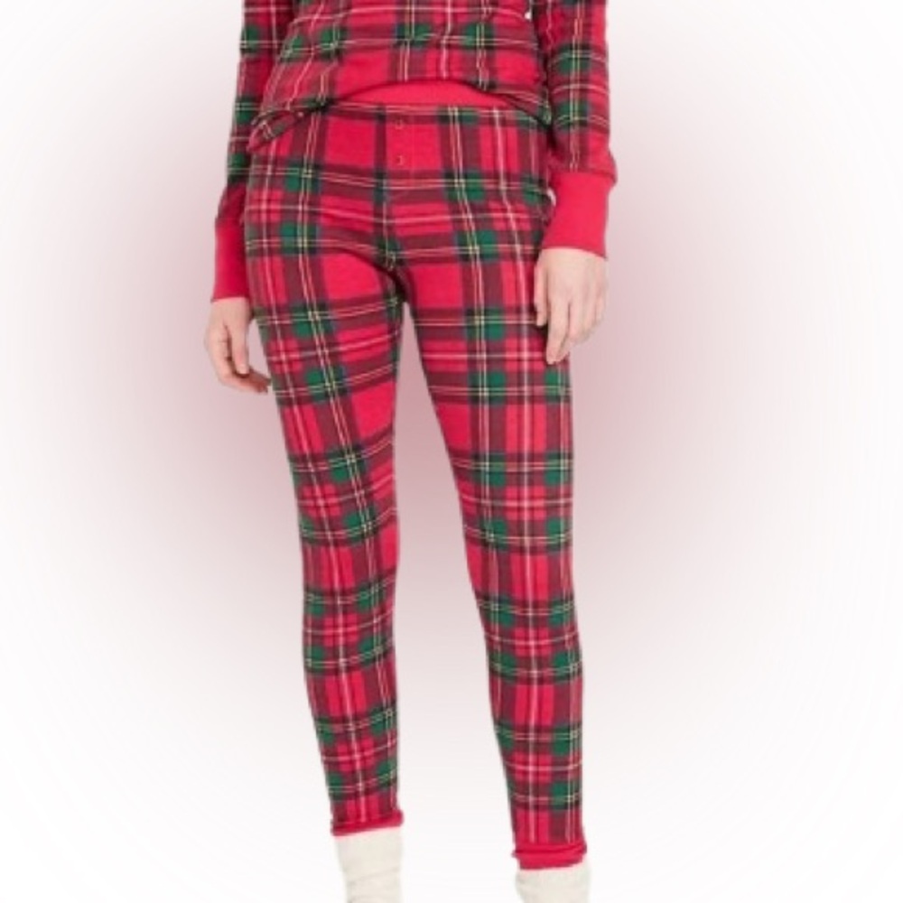 Old Navy NWT Plus Tartan Plaid Red Women's Thermal Knit Waffle Pajama Pants 2X
